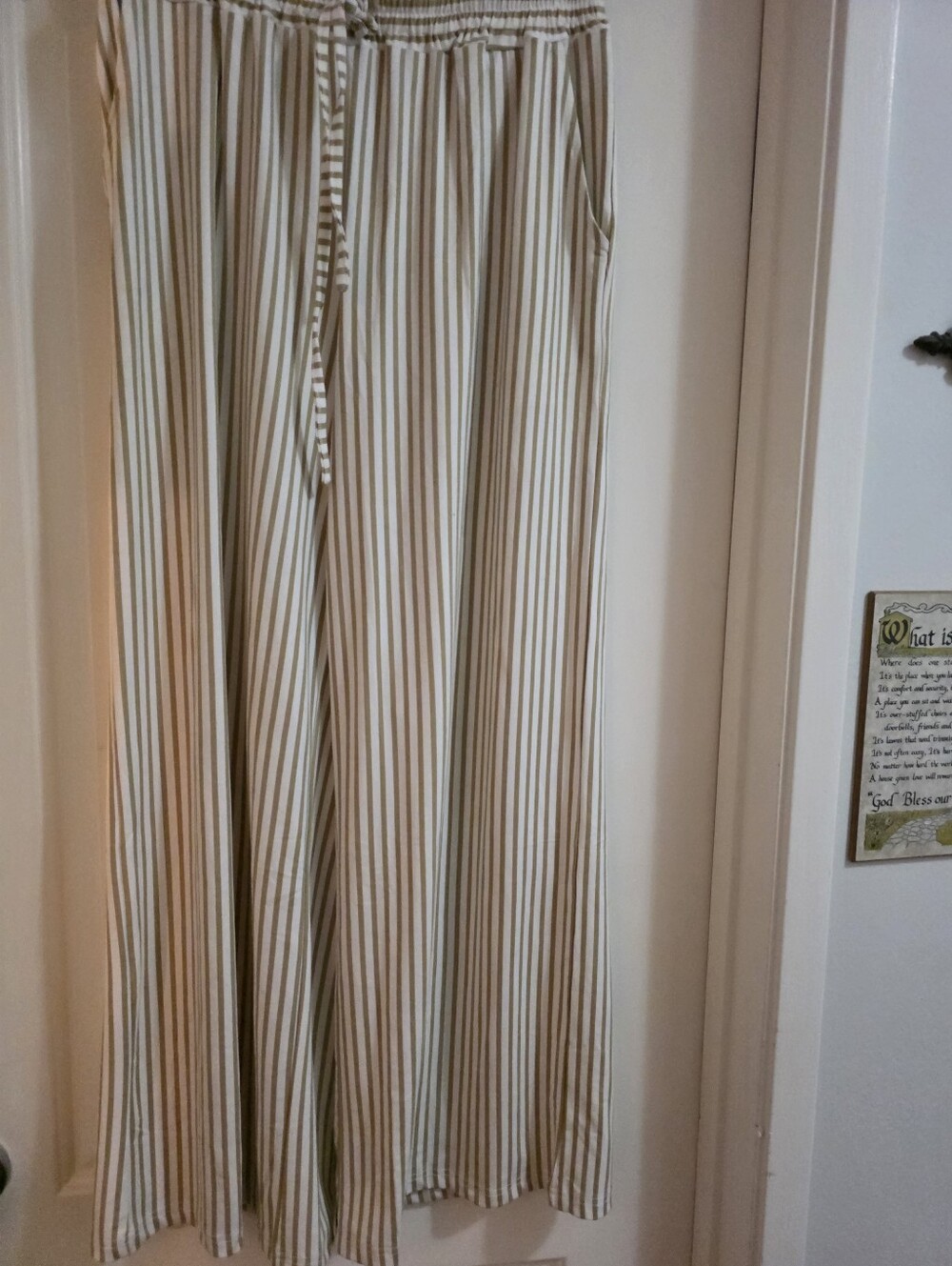 Striped Wide Leg Pants - Super Soft Modal Material...White & Tan